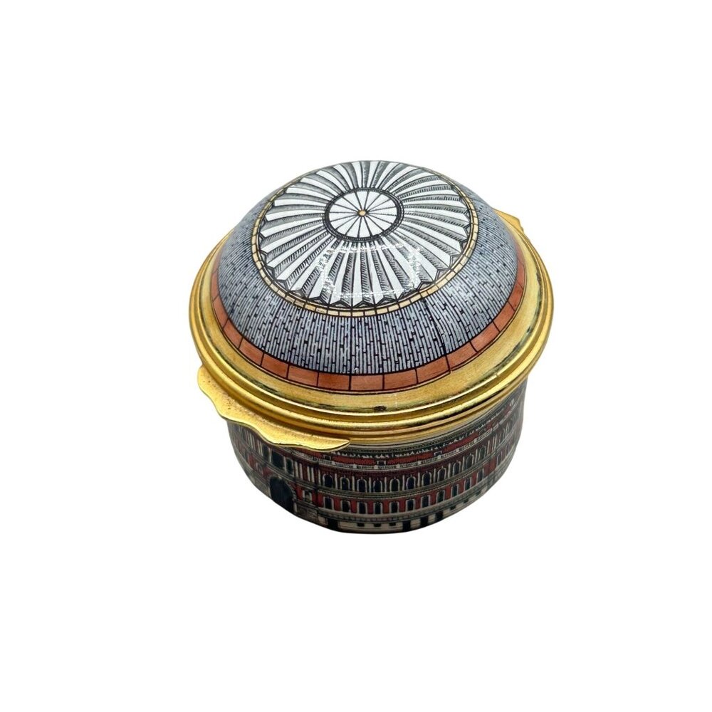 Halcyon Days Enamels Round Trinket Box Royal Albert Hall Vintage RARE Little Box